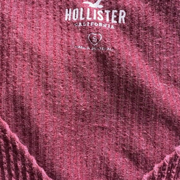 Hollister Burgundy Crop Long Sleeve Shirt - Picture 2 of 3